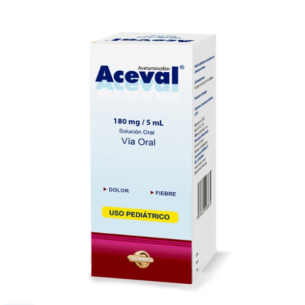 Aceval Acetaminofén Jarabe Pediátrico 180mg/5ml 120ml Valmorca