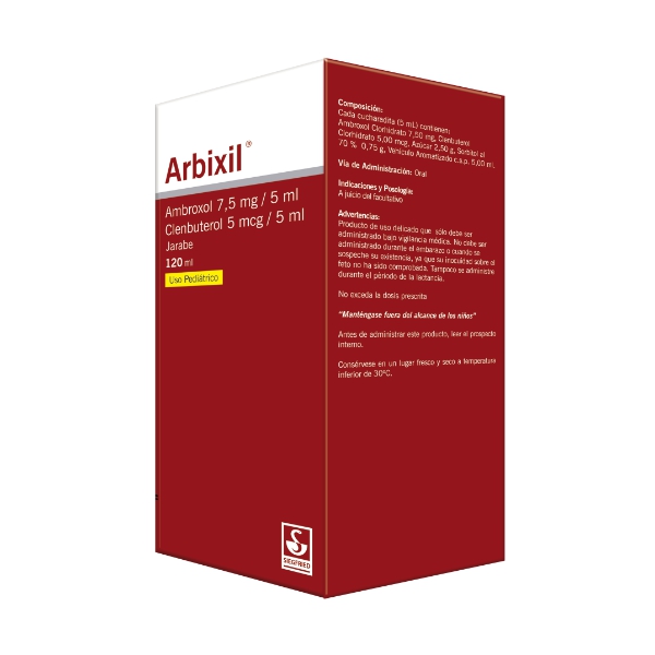 Arbixil Ambroxol+Clenbuterol Jarabe Pediátrico 7.5mg/5mcg 120ml Siegfried