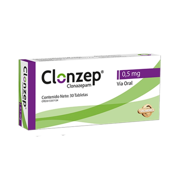 Clonzep Clonazepam 0.5mg x 30 Tabletas - Valmorca
