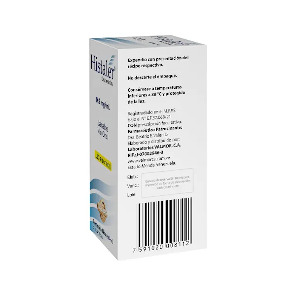 Histaler Desloratadina Jarabe Pediátrico 0.5 mg/ml 60 ml Valmorca - Imagen 3