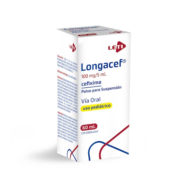 Longacef Cefixima Suspensión/Pediátrico 100mg/5ml 60 ml Leti