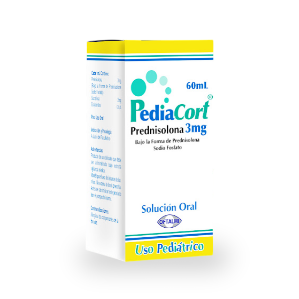 Pediacort Prednisolona Jarabe Pediátrico 3mg 60 ml. Oftalmi