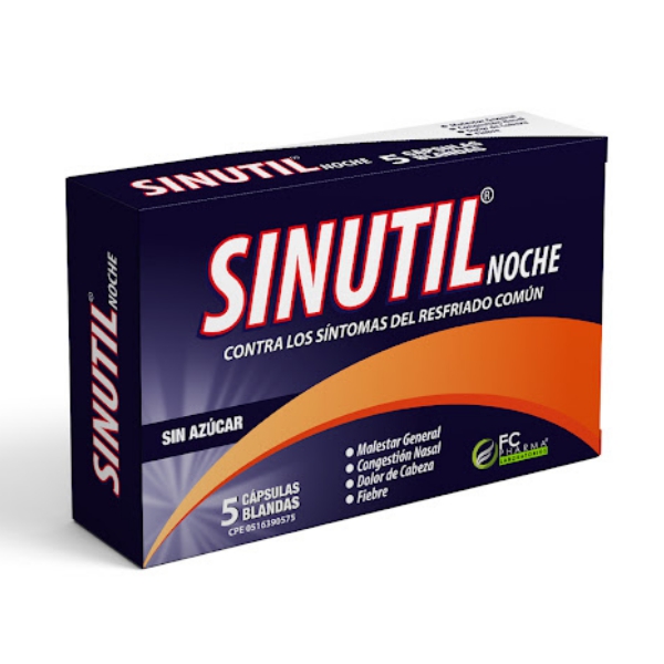 Sinutil Noche Acetaminofén+Clorfenamina 5 Cápsulas Blandas FC Pharma