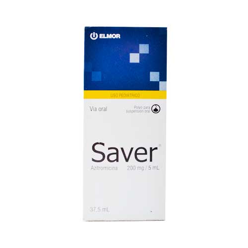 Saver Azitromicina Suspensión Pediátrico 200 mg/5ml 37.5ml Elmor