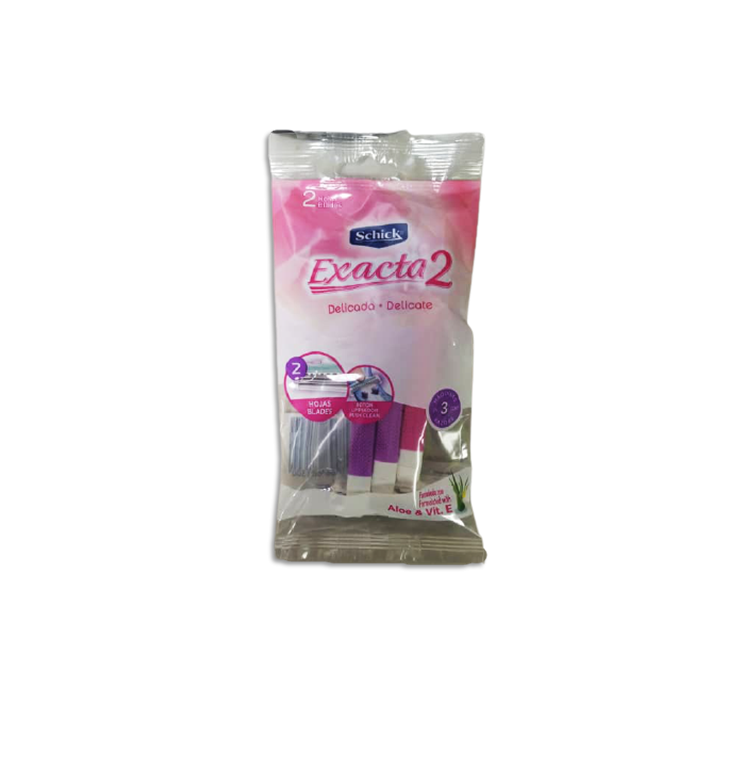 Schick Exacta Afeitadora Delicada 2 Hojillas x 3 Unidades