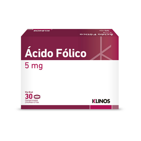 Ácido Fólico 5mg x 30 Comprimidos - Klinos