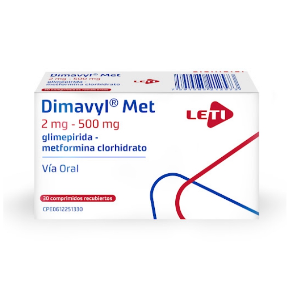 Dimavyl Met Glimepiride+Metformina 2mg/500mg x 30 Comprimidos - Leti