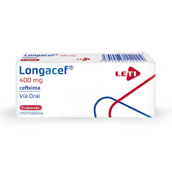 Longacef Cefixima 400mg x 5 Cápsulas - Leti