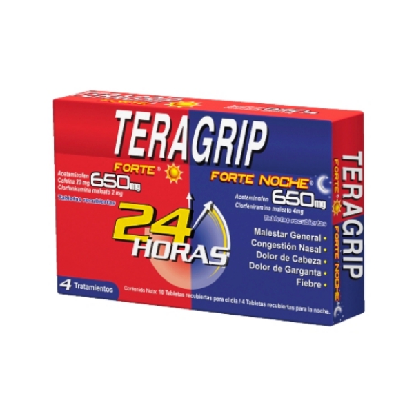 Teragrip Forte Día Y Noche Acetaminofén+Clorfenamina+CafeÍna 14 Tabletas - Farma