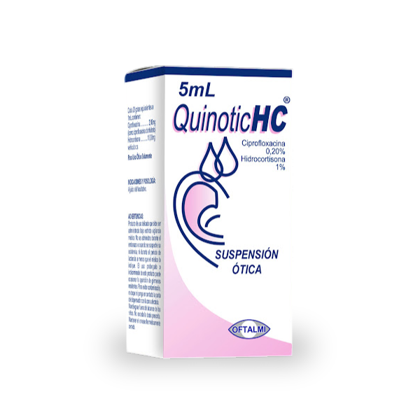 Quinotic Hc Ciprofloxacina+Hidrocortisona 0.20% Solución Ótica 5ml Oftalmi