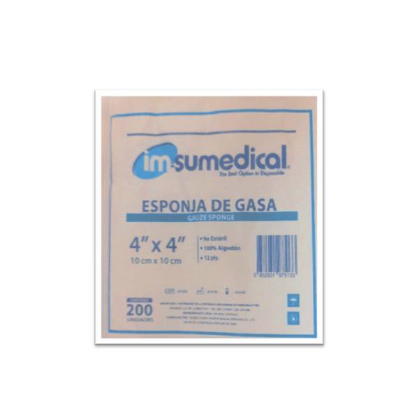 Gasa No Estéril (4 x 4) X 200 Unidades - Im-Sumedical