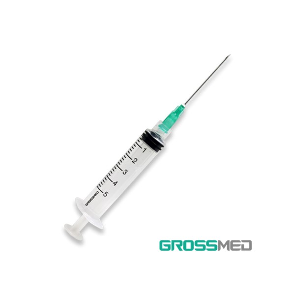 Jeringa 5 ml 21G x 1 1/2 Grossmed