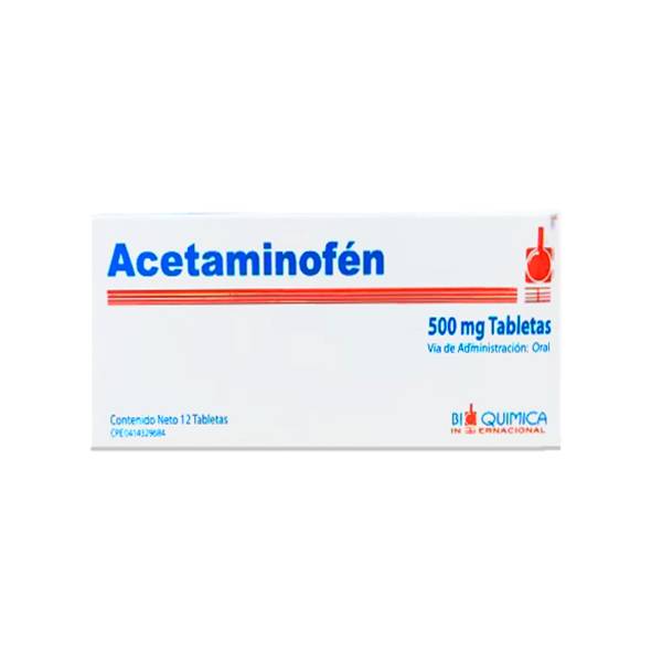 Acetaminofén 500mg x 12 Tabletas - Bioquimica