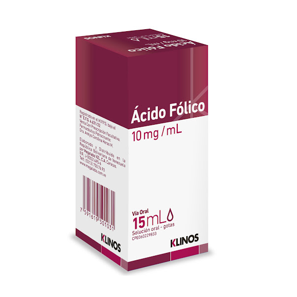 Ácido Fólico En Gotas Pediátrico 10mg/ml 15ml Klinos - Imagen 3