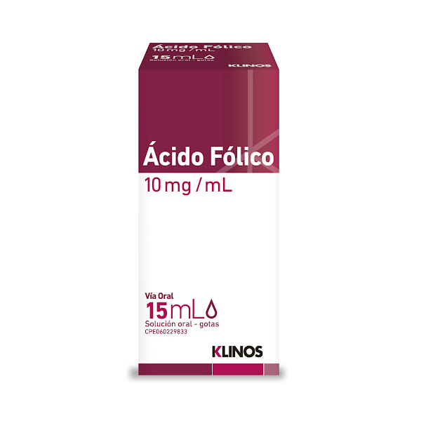 Ácido Fólico En Gotas Pediátrico 10mg/ml 15ml Klinos