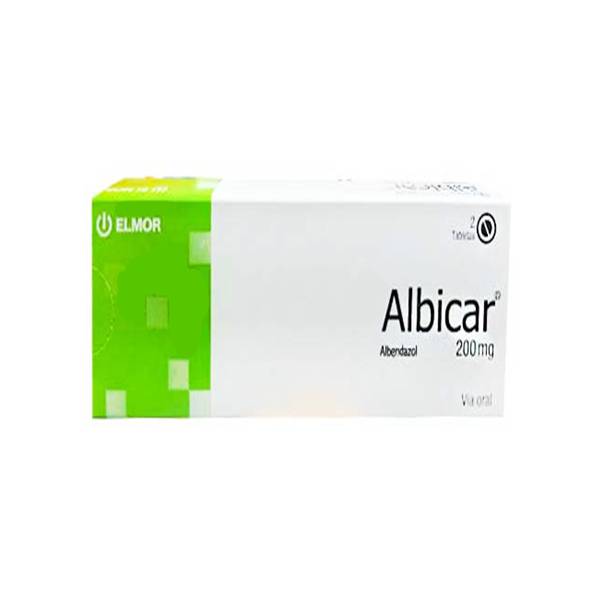 Albicar Albendazol 200mg x 2 Tabletas - Elmor