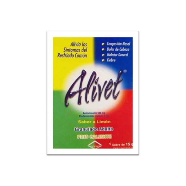Alivet Acetaminofén+Cafeína+Clorfeniramina Sobre Sabor A Limón x 15g - Leti
