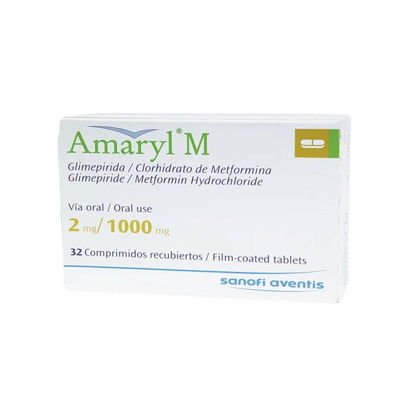 Amaryl M Glimepiride+Metformina 2mg/1000mg x 16 Comprimidos - Sanofi