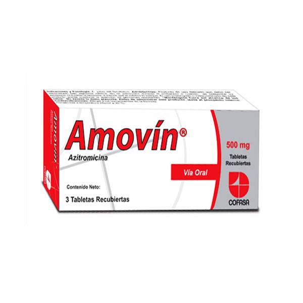 Amovin Azitromicina 500mg x 3 Tabletas - Cofasa