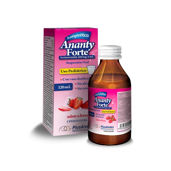 Ananty Forte Acetaminofén Jarabe Pediátrico 160mg/5ml 120ml PlusAndex