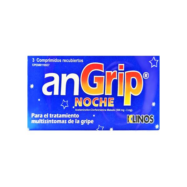 Angrip Noche Acetaminofén+Clorfeniramina x 3 Comprimidos - Klinos