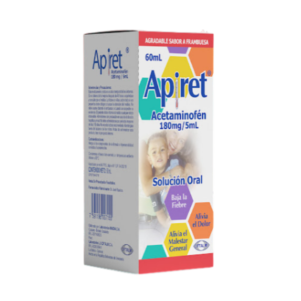 Apiret Acetaminofén Jarabe Pediátrico 180mg/5ml 60ml Oftalmi