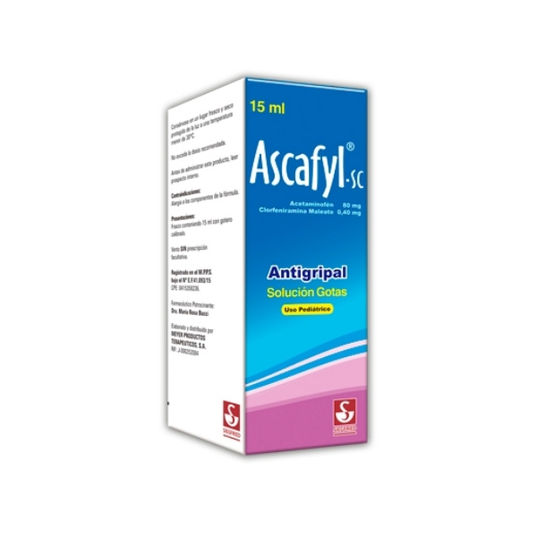 Ascafyl Acetaminofén+Clorfeniramina En Gotas Pediátrico 0.4mg/80mg 15 ml Siegfried