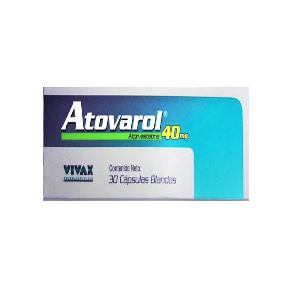 Atovarol Atorvastatina 40mg x 30 Cápsulas Blandas Vivax