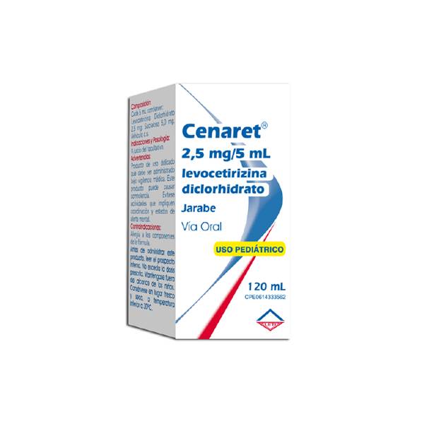 Cenaret Levocetirizina Jarabe Pediátrico 2.5mg/5ml x 120ml - Leti