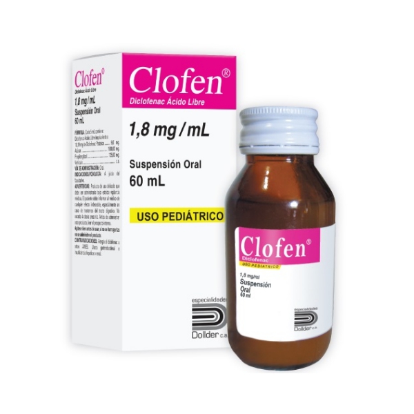 Clofen Diclofenac Potásico Suspensión Oral 1.8mg/ml 60ml. Dollder