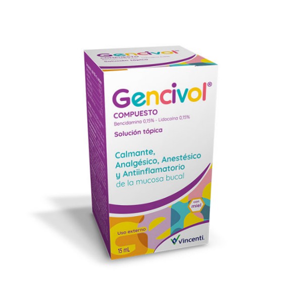 Gencivol Bencidamina + Lidocaína Solución Tópica 15 ml Vincenti
