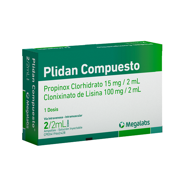 Plidan Compuesto Lisina+Pargeverina Ampolla 15mg-100mg/2ml I.M/IV Megalabs