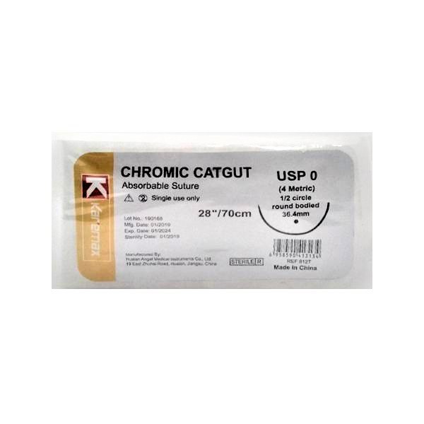 Sutura Cromico 0 Aguja Curva/No Cortante/Absorbible Karemax