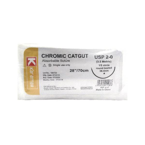 Sutura Cromico 2-0 Aguja Curva/No Cortante/AbsorbibleKaremax