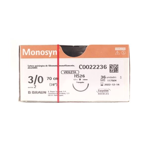 Sutura Monocryl 3-0 Hr26 Aguja Curva B-Braun
