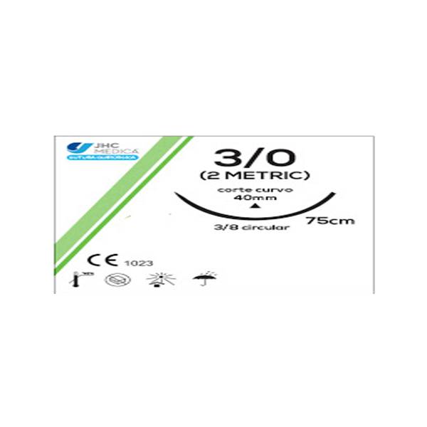 Sutura Nylon 3-0 Aguja Curva - JHC Medical
