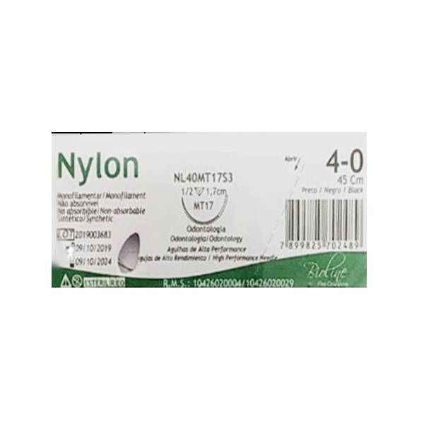 Sutura Nylon 4-0 Aguja Curva Bioline