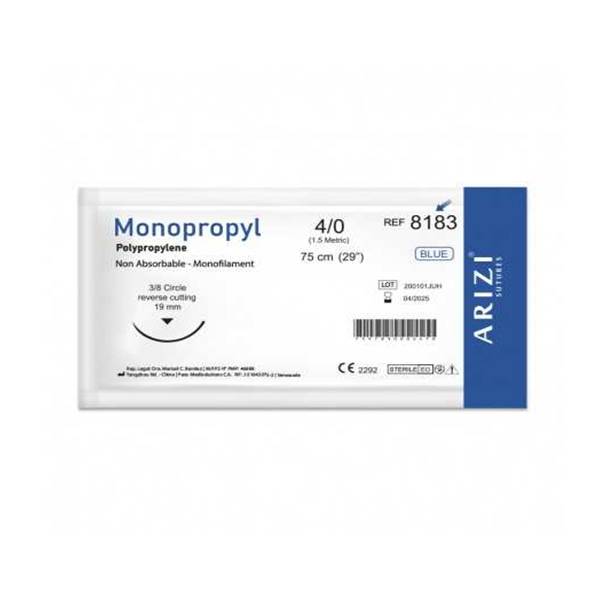 Sutura Prolene 3-0 Aguja Curva Cortante No Absorbible 24MM R-8184 Arizi