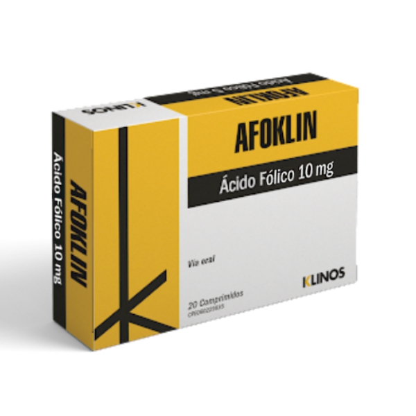 Afoklin Ácido Fólico 10mg x 20 Comprimidos - Klinos - Farmadon - La ...