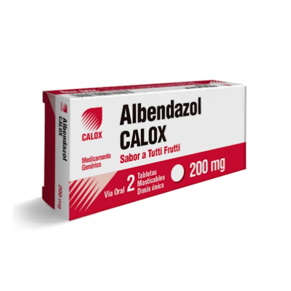 Albendazol 200mg x 2 Tabletas Masticables Tutti Frutti - Calox