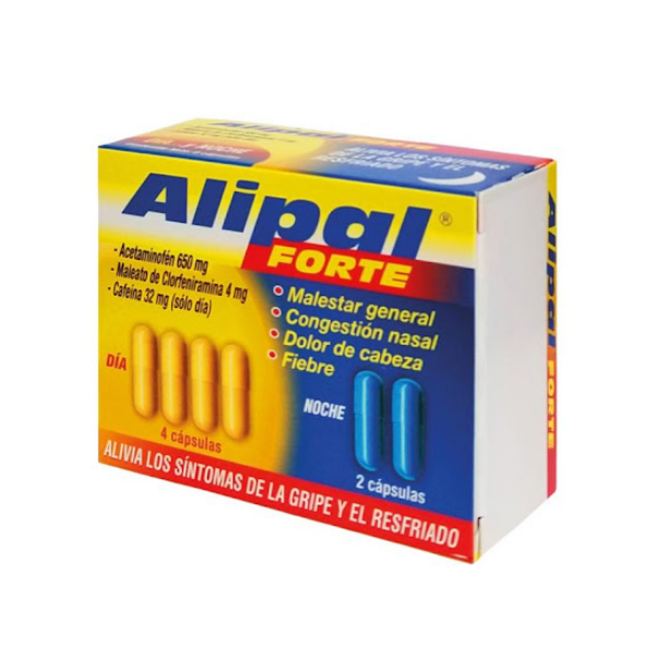 Alipal Forte Acetaminofén+Cafeína+Clorfeniramina x 6 Cápsulas - Biotech