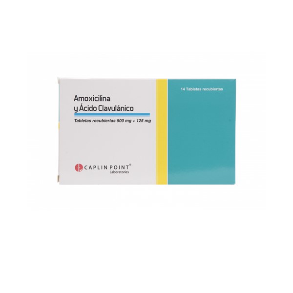 Amoxicilina + Ácido Clavulánico 500mg/125mg x 14 Tabletas - Caplin Point