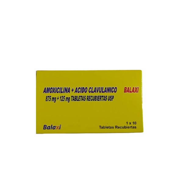 Amoxicilina + Ácido Clavulánico 875mg/125mg x 10 Tabletas - Balaxi
