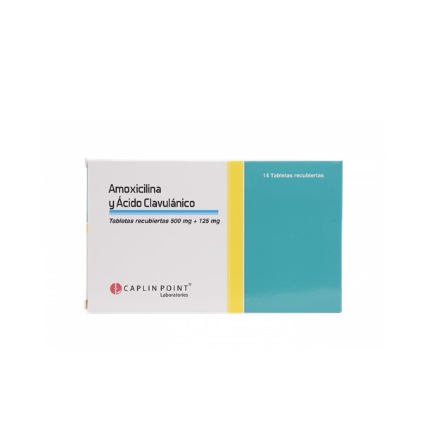 Amoxicilina + Ácido Clavulánico 875mg/125mg x 14 Tabletas - Caplin Point