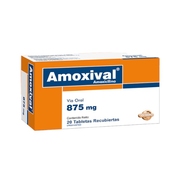 Amoxival Amoxicilina 875mg x 20 Cápsulas - Valmorca