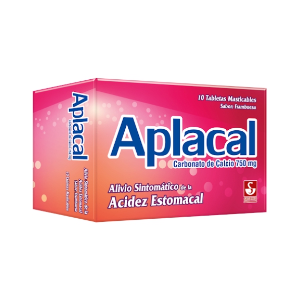 Aplacal Frambuesa Carbonato de Calcio 750mg x 10 Tabletas Masticables- Siegfried