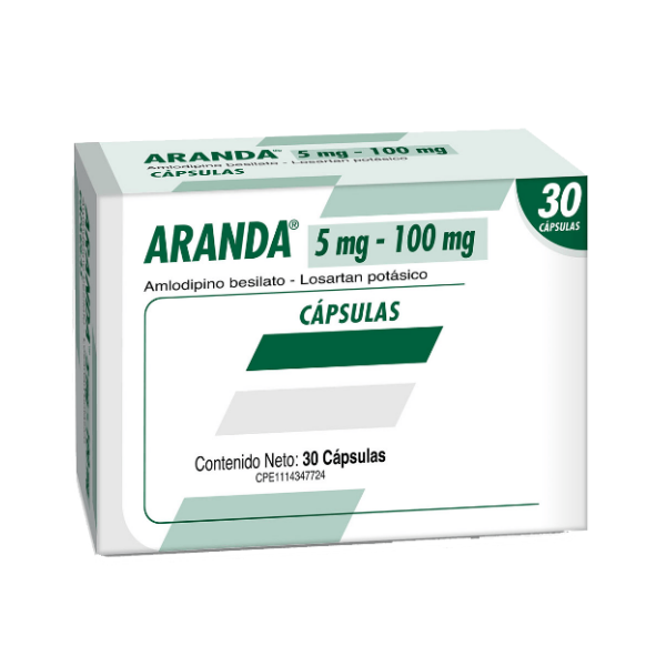 Aranda Amlodipina+Losartán 5mg/100mg x 30 Cápsulas - Farma