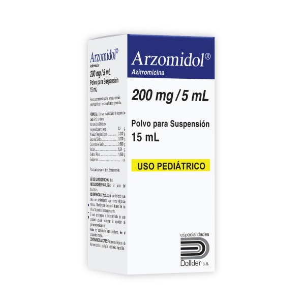 Arzomidol Azitromicina Polvo Para Suspensión Oral 200mg/5ml x 15ml - Dollder