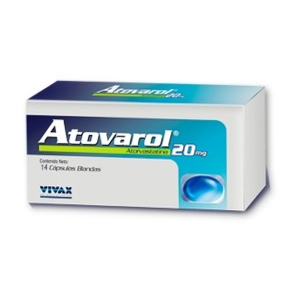 Atovarol Atorvastatina 20mg x 14 Cápsulas Blandas Vivax