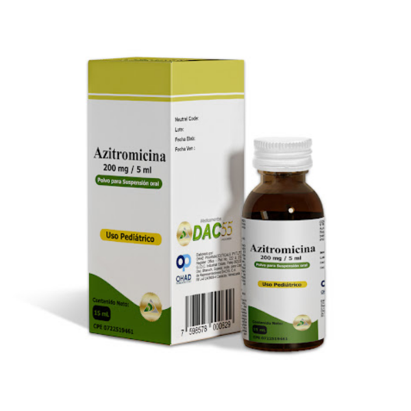 Azitromicina Polvo Para Suspensión Oral 200mg/5ml x 15ml - DAC 55